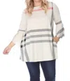 South River Plaid Three-quarter Sleeve Tunic In White Multi In White