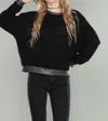 South River Waffle Foil Trim Top In Black In Black