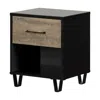 South Shore Furniture Arlen 1-drawer Nightstand, Weathered Oak And Matte Black In Black