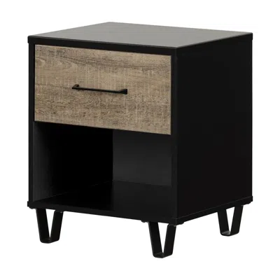 South Shore Furniture Arlen 1-drawer Nightstand, Weathered Oak And Matte Black