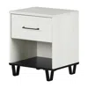 South Shore Furniture Arlen 1-drawer Nightstand, White Pine And Black Matte