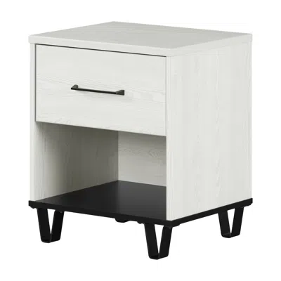 South Shore Furniture Arlen 1-drawer Nightstand, White Pine And Black Matte