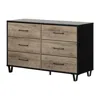 South Shore Furniture Arlen 6-drawer Double Dresser, Weathered Oak And Matte Black