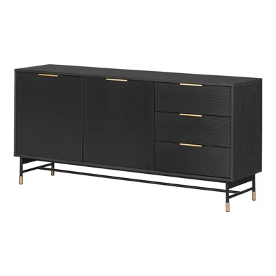 South Shore Furniture Arlo Sideboard, Ash Oak And Gold In Green