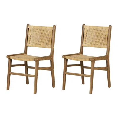 South Shore Furniture Balka Dining Chair, Set Of 2, Rattan And Natural