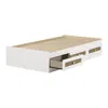 South Shore Furniture Bloom Mates Bed With 3 Drawers, White And Faux Printed Rattan