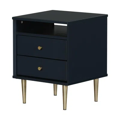 South Shore Furniture Dylane 2-drawer Nightstand, Navy Blue