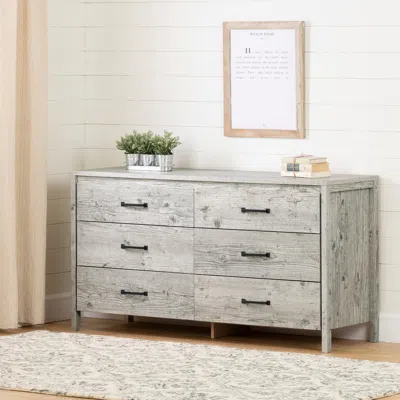 South Shore Furniture Gravity 6-drawer Double Dresser, Seaside Pine In Gray