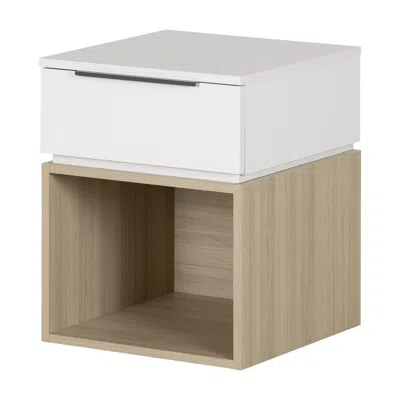 South Shore Furniture Hourra Nightstand, Soft Elm And White