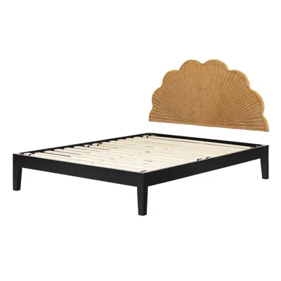 South Shore Furniture Hoya Bed And Headboard Set, Black And Natural