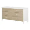 South Shore Furniture Munich 6-drawer Double Dresser, White And Soft Elm In White