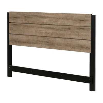 South Shore Furniture Munich Industrial Headboard, Weathered Oak And Matte Black