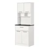 South Shore Furniture Myro Pantry Cabinet, Faux Black Stone And White