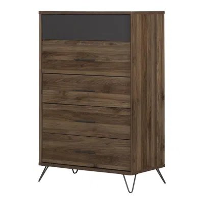 South Shore Furniture Olvyn 5-drawer Chest, Natural Walnut And Charcoal