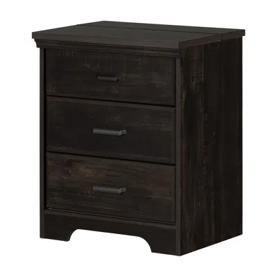 South Shore Furniture Versa Nightstand Charging Station, Rubbed Black In Blue