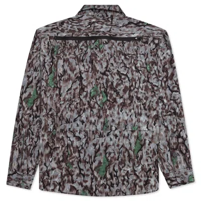 South2 West8 Abstract Camouflage Long-sleeve Shirt With Utility Pockets In Gray