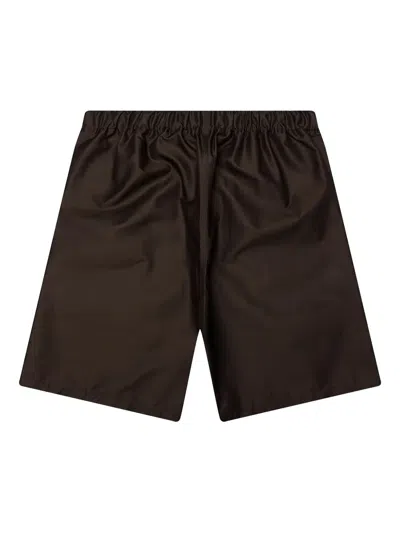 South2 West8 Belted Logo-detail Shorts In Brown