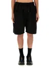 South2 West8 Bermuda Cargo Shorts With Adjustable Waist In Black