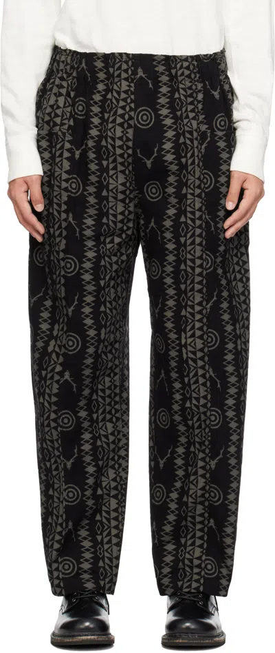 South2 West8 Black Army String Trousers In A-skull&target