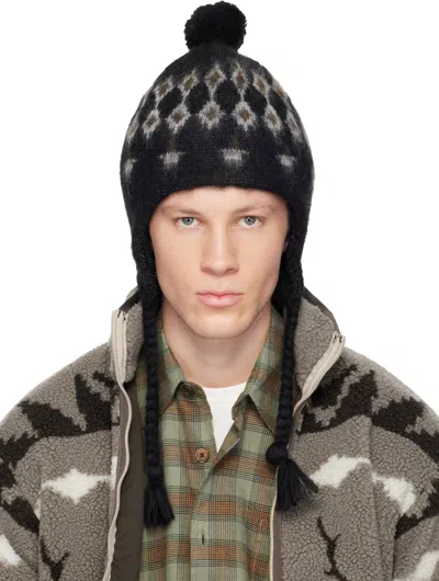 South2 West8 Black Mohair Knit Beanie