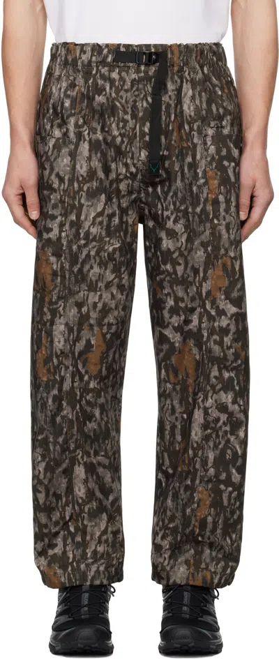 South2 West8 Brown Belted C.s. Trousers In A-horn Camo