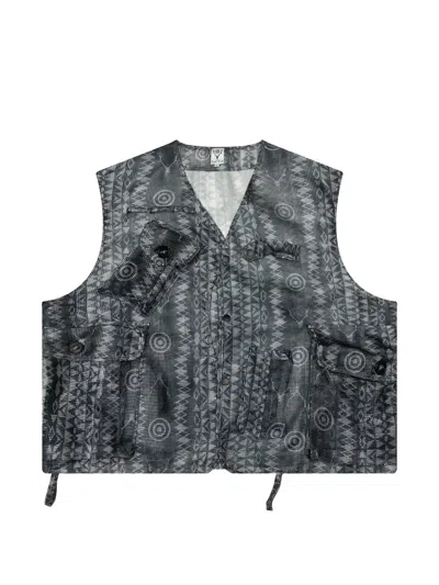 South2 West8 Bush Tenkara Mesh Vest In Gray