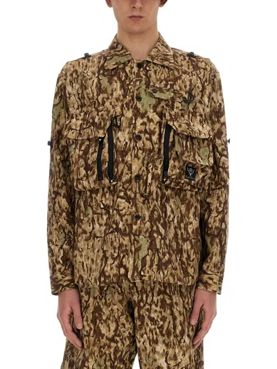 South2 West8 Camouflage Print Jacket In Multicolour