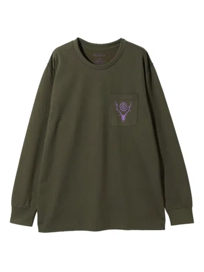 South2 West8 Circle Horn-print T-shirt In 绿色