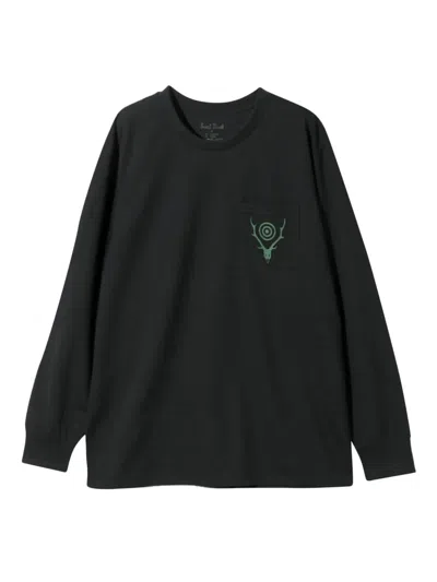 South2 West8 Circle Horn T-shirt In 黑色