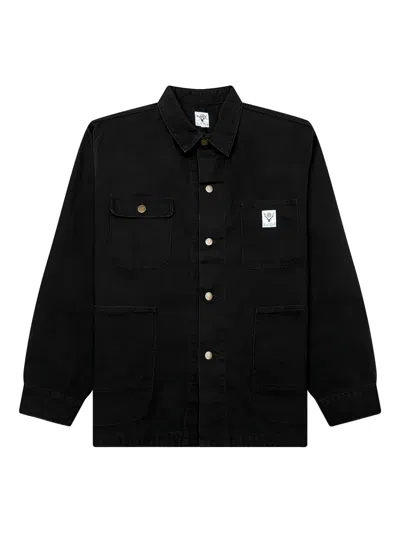 South2 West8 Cotton Canvas Shirt Jacket In Black