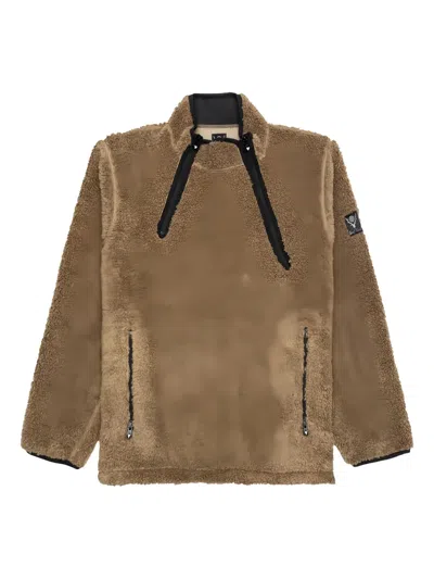 South2 West8 Fleece Zip-up Sweatshirt In Brown