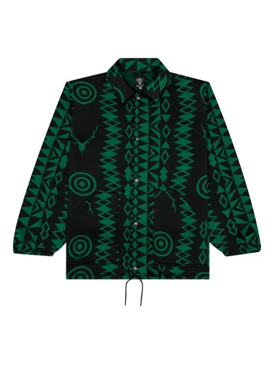South2 West8 Geometric-pattern Coach Jacket In Green