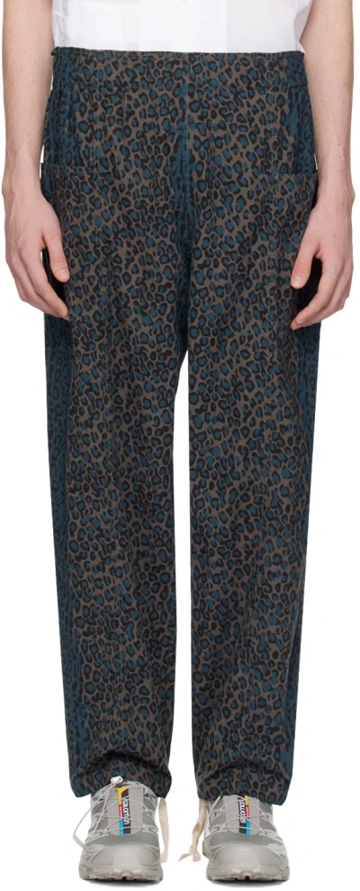 South2 West8 Gray & Blue Army String Trousers In A-leopard