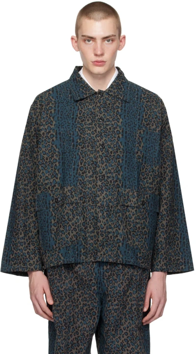 South2 West8 Gray & Blue Hunter Shirt In A-leopard
