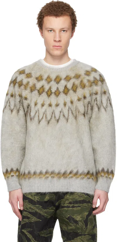 South2 West8 Gray Mohair Crew Neck Sweater