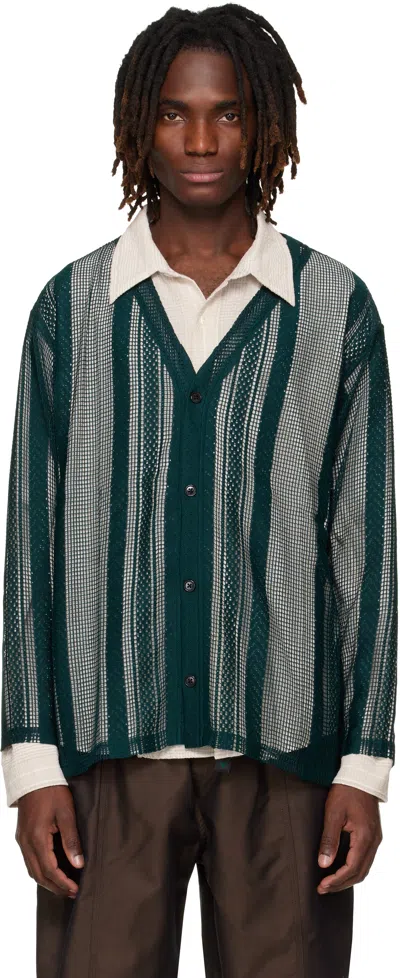 South2 West8 Green Poly Lace V-neck Cardigan