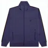 South2 West8 High Collar Activewear Jacket With Subtle Embroidery In Blue