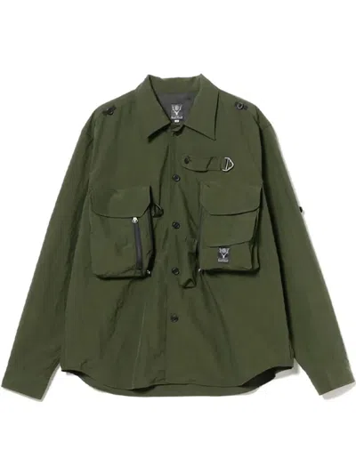 South2 West8 Logo-patch Shirt In 绿色