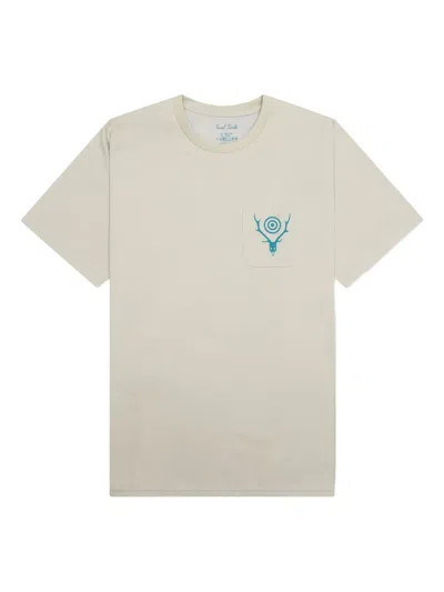 South2 West8 Logo-print Pocket T-shirt In Neutral
