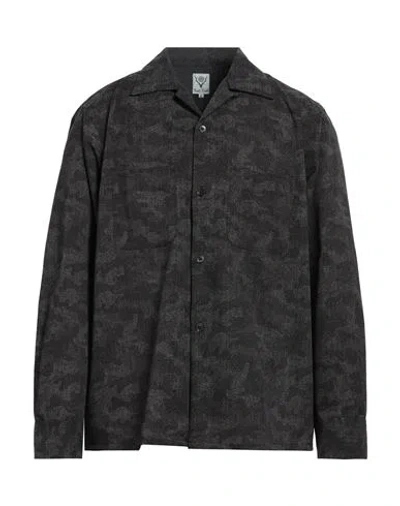 South2 West8 Man Shirt Charcoal Size L Polyester In Gray