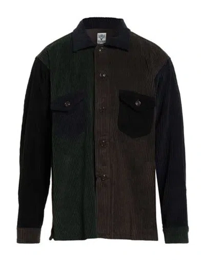 South2 West8 Man Shirt Dark Brown Size Xl Cotton In Multi