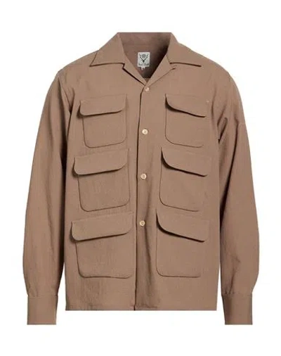 South2 West8 Man Shirt Khaki Size M Polyester In Sand