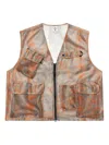 South2 West8 Mesh-patterned Pocket Vest In Gray
