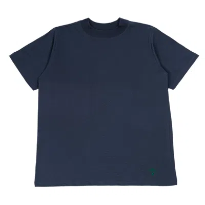 South2 West8 Mock Crew Neck T-shirt In Navy Blue In Blu Navy