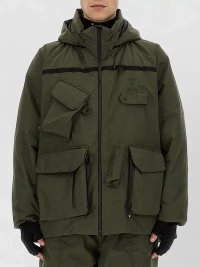 South2 West8 Nanga Hooded High Collar Utility Jacket In Green