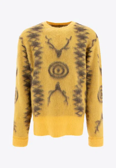 South2 West8 Native Ribbed Sweater In Yellow