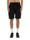 South2 West8 Bermuda Cargo Shorts With Adjustable Waist In Black