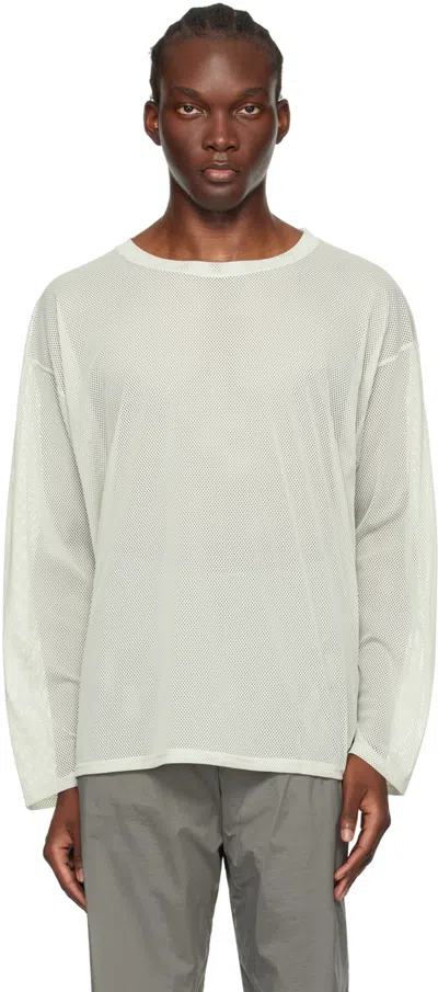 South2 West8 Off-white Semi-sheer Long Sleeve T-shirt In A-off White