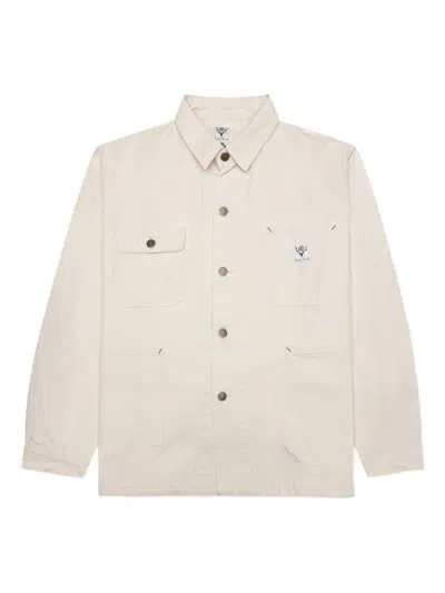South2 West8 Patch-pocket Shirt Jacket In Neutral