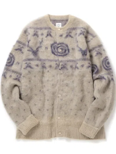 South2 West8 Patterned Cardigan In 中性色